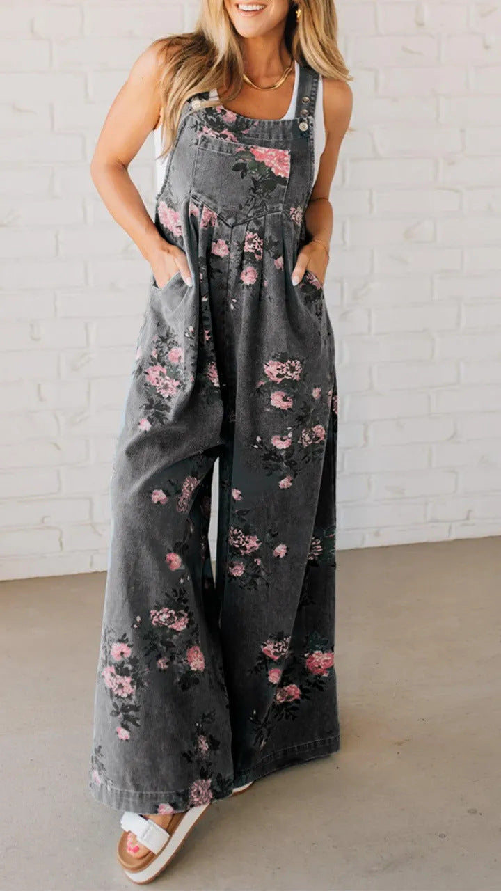 Weite Damenhose aus Baumwolle mit Blumenmuster von berg-feldt