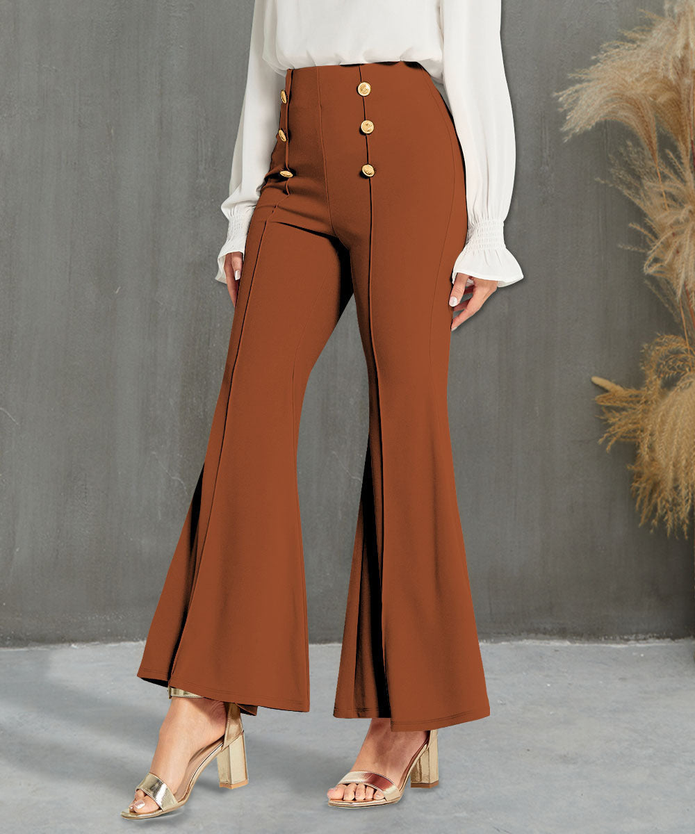 Weite Damenhose mit hoher Taille und Knopfdetail von berg-feldt