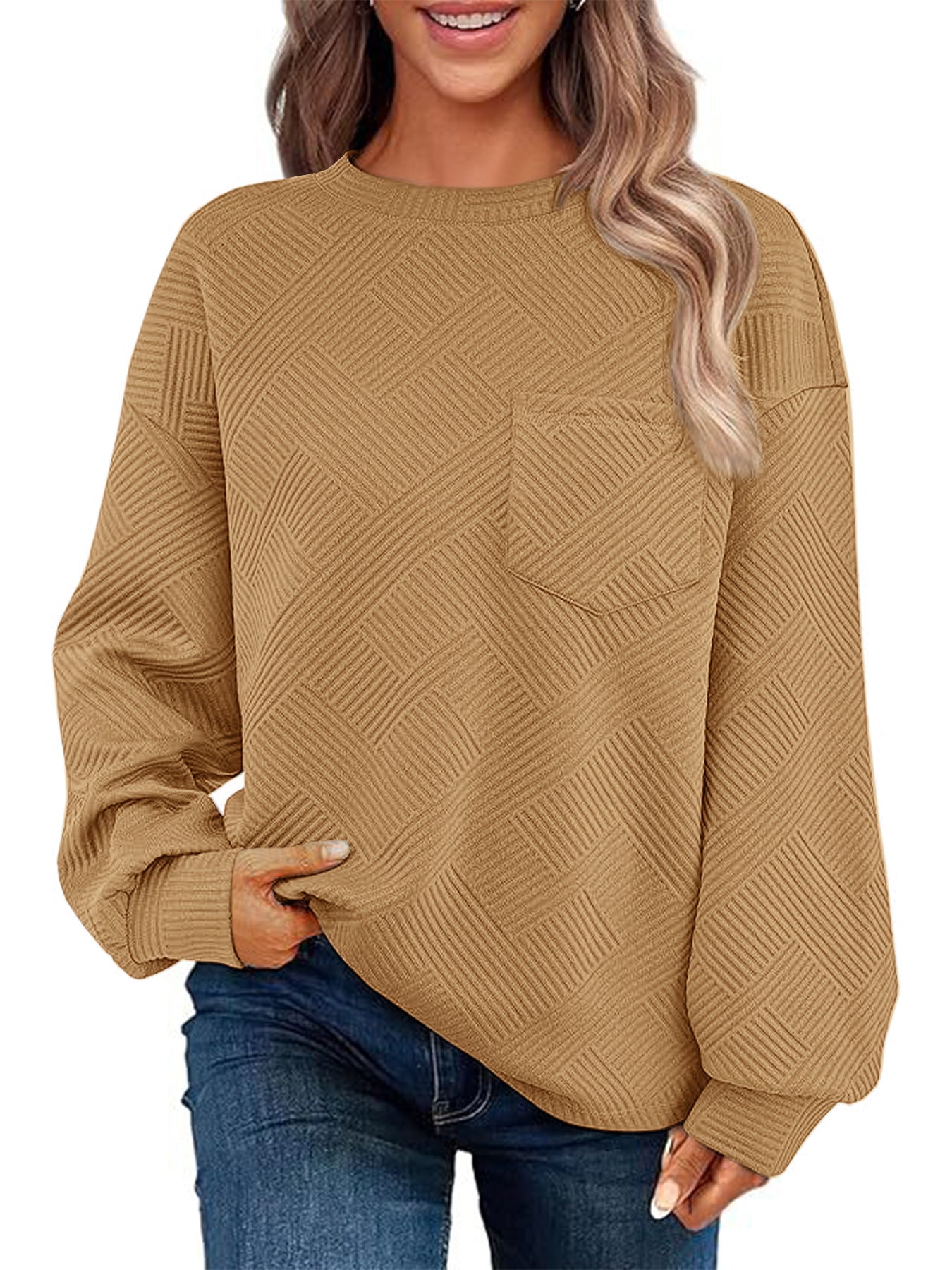Femme Pull décontracté à motif texturé avec poches pratiques Berg-Feldt
