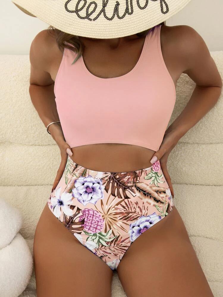 Berg-feldt Maillot de bain taille haute avec découpes pour femme