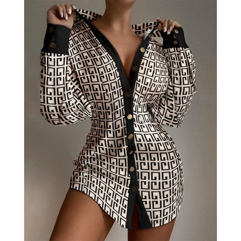 Women's Graphic Print Mini Button-Up Dress by berg-feldt