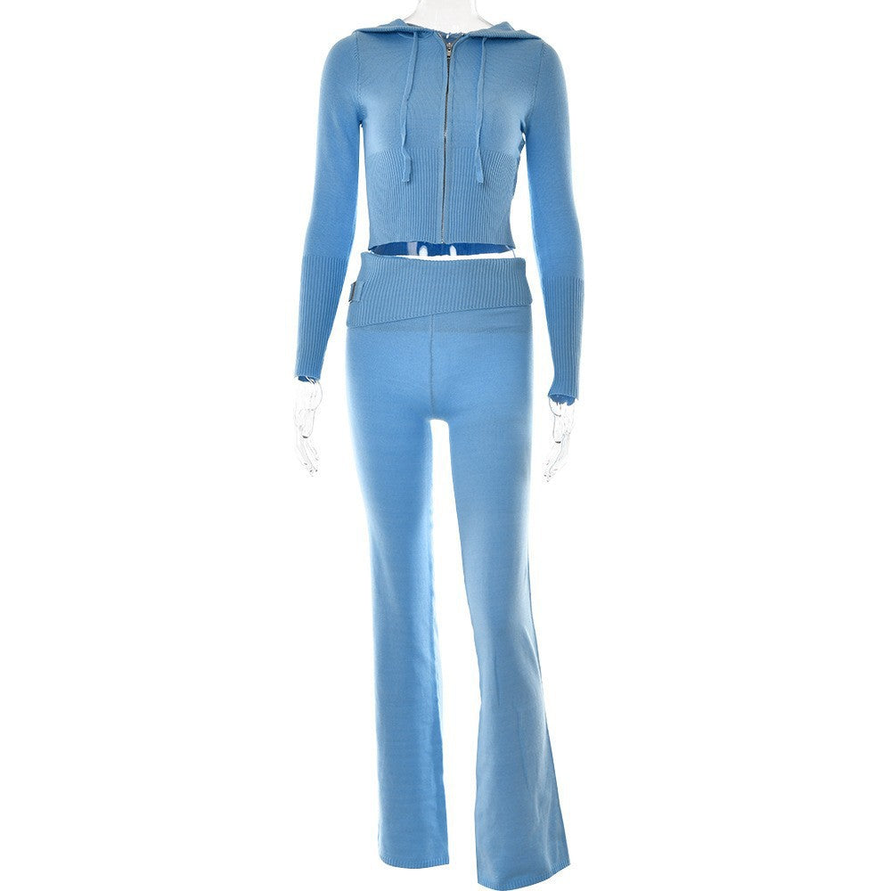 Women's Cropped Zip-Up Fitness Hoodie Set by berg-feldt