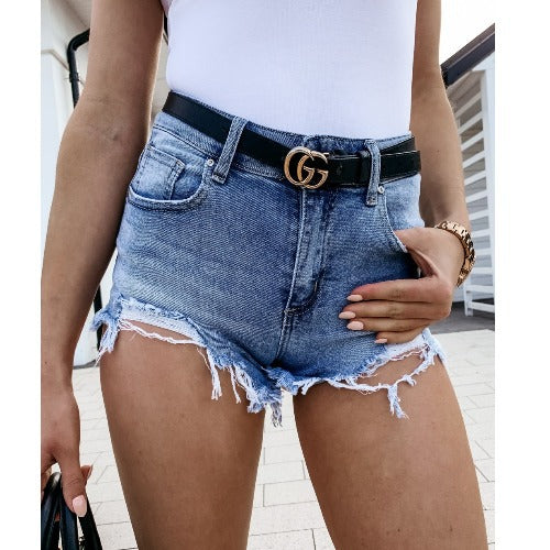 Women's Distressed High-Waisted Jean Shorts berg-feldt