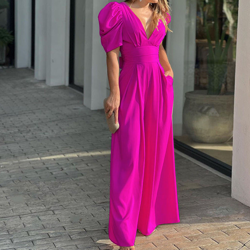 Weite Jumpsuit für Damen mit tiefem V-Ausschnitt von berg-feldt