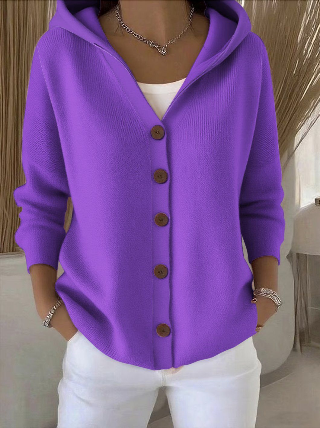 Cardigan à capuche pour femme avec détails de boutons pratiques et coupe décontractée Berg-Feldt