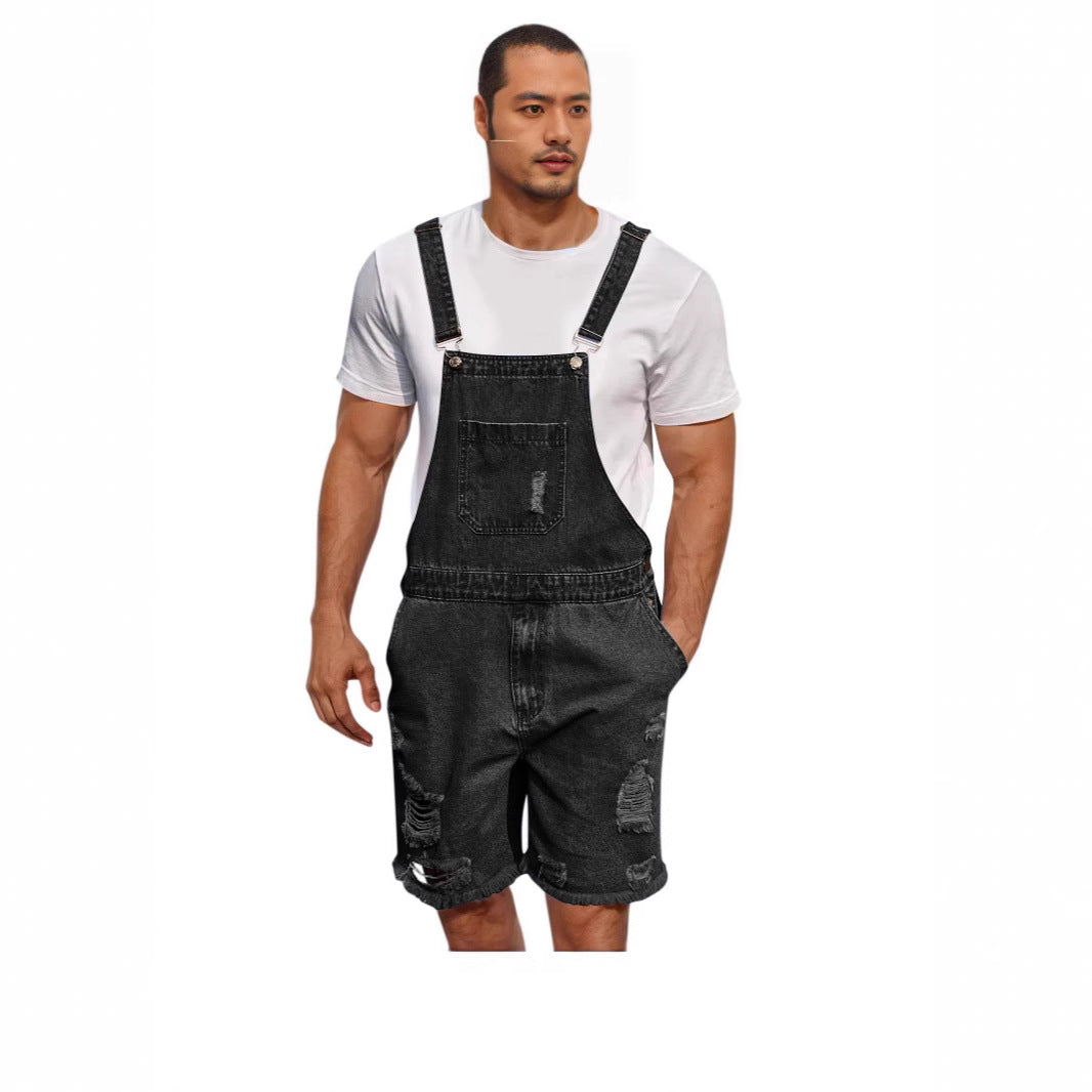 Berg-Feldt Herren Denim Latzhose, lässig und distressed