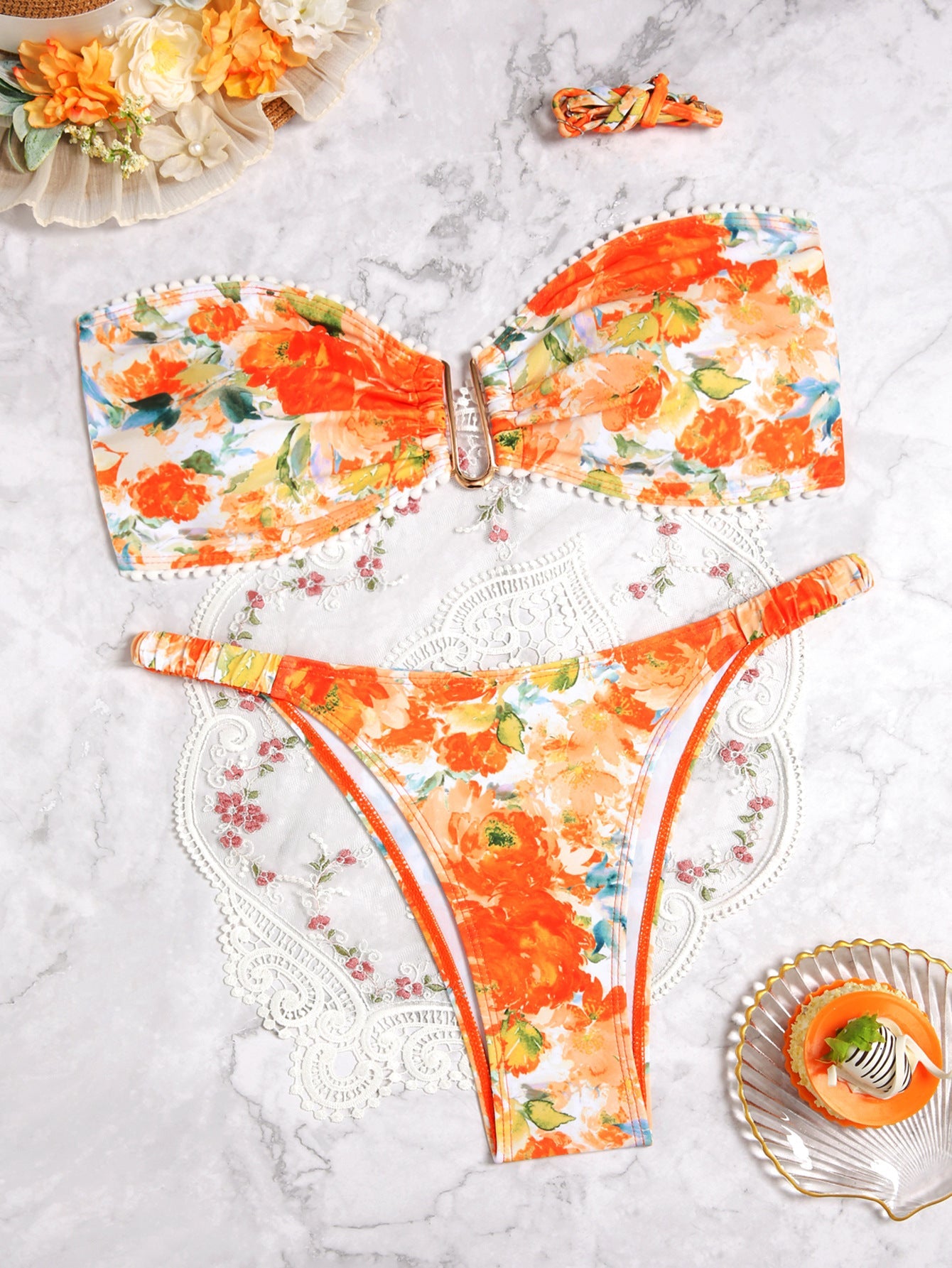 Women's Floral Print Bandeau Bikini Set by berg-feldt