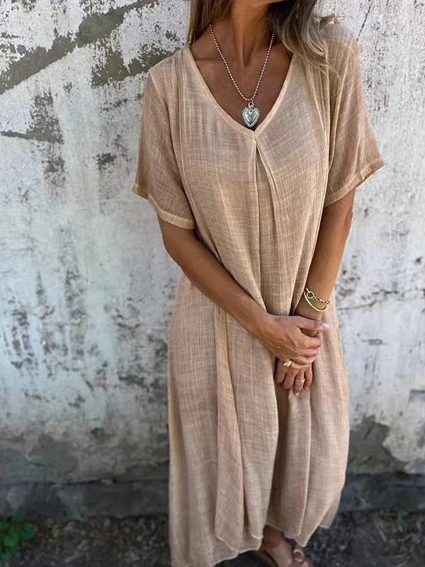 Robe Aurea en coton et lin à col en V