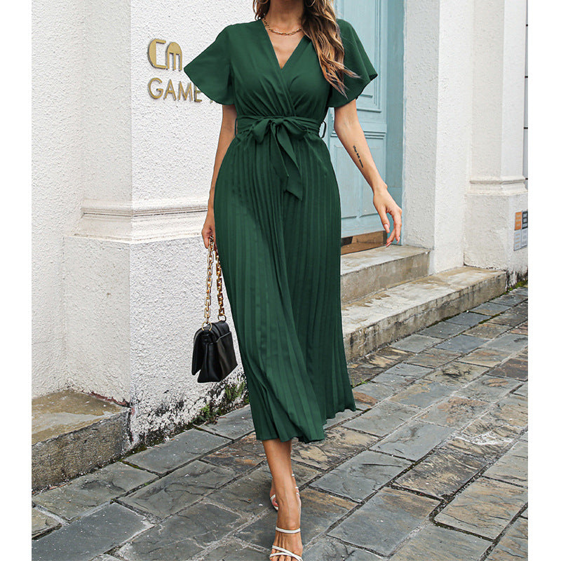 Wickel-Maxikleid für Damen mit Volants und Gürtel von berg-feldt
