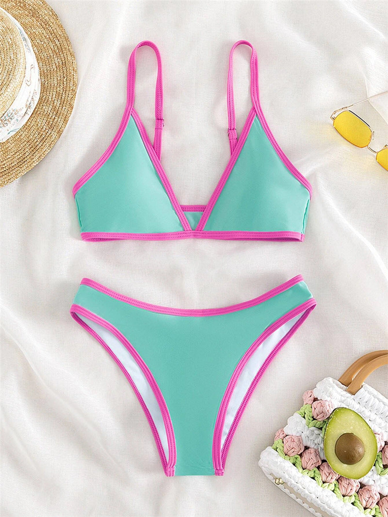 Berg-Feldt Ensemble Bikini Triangle pour Femme avec Détails Contrastés