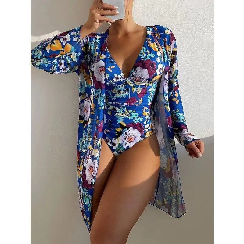 Badeanzug für Damen mit Blumenmuster und transparenter Abdeckung von berg-feldt