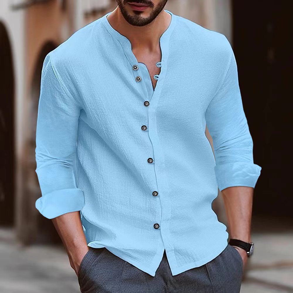 Chemise Henley à manches longues pour homme en coton léger avec détail boutonné tendance Berg-Feldt