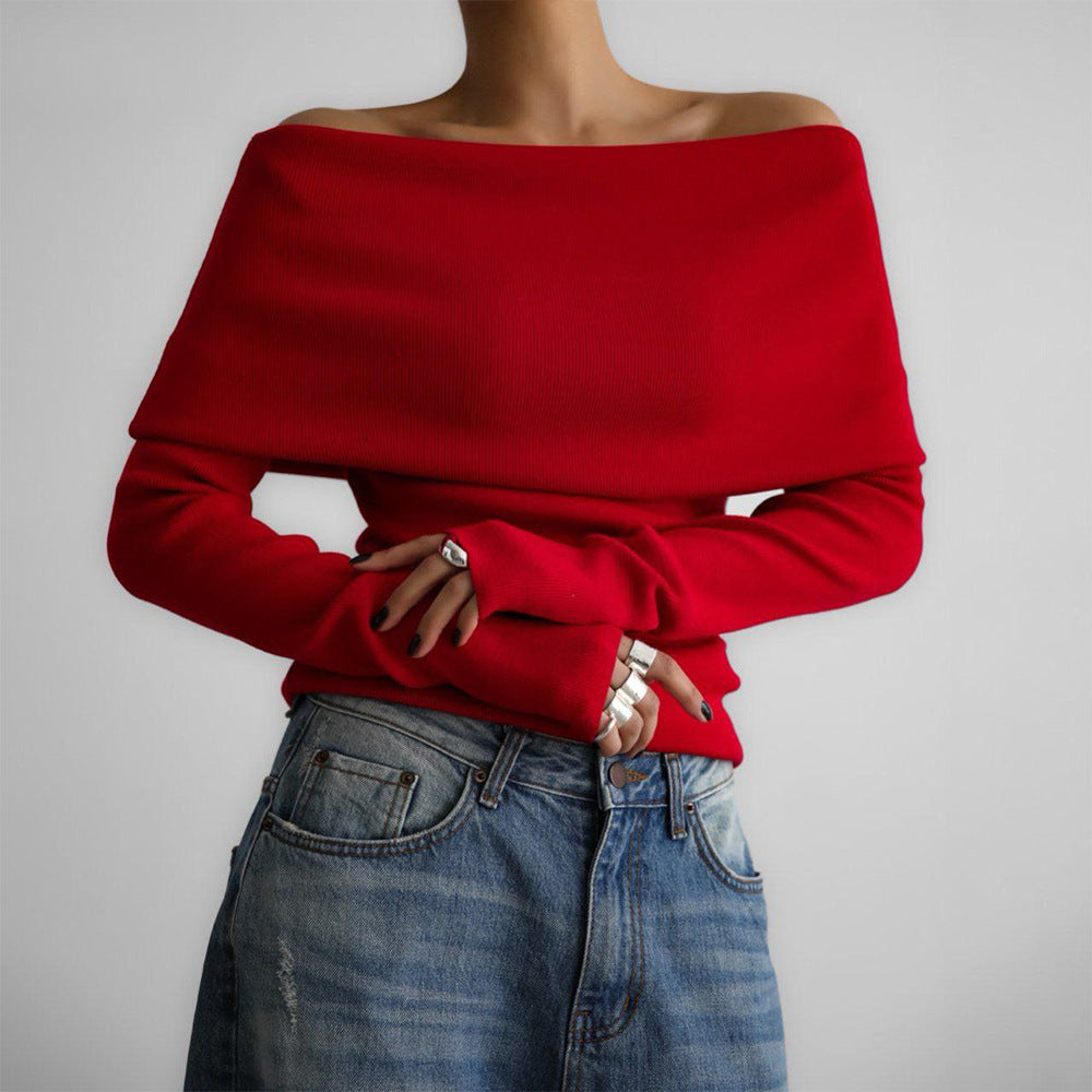Women's Off-Shoulder Knit Sweater and Wide-Leg Pants Set berg-feldt