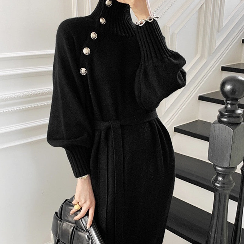 Asymmetrisches Strickkleid mit Knopfelement von berg-feldt