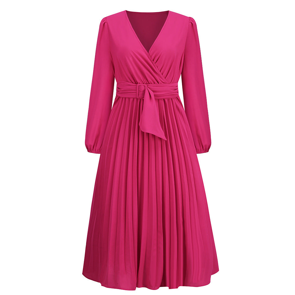 Wickelkleid für Damen mit Plissee-Details und langen Ärmeln von berg-feldt