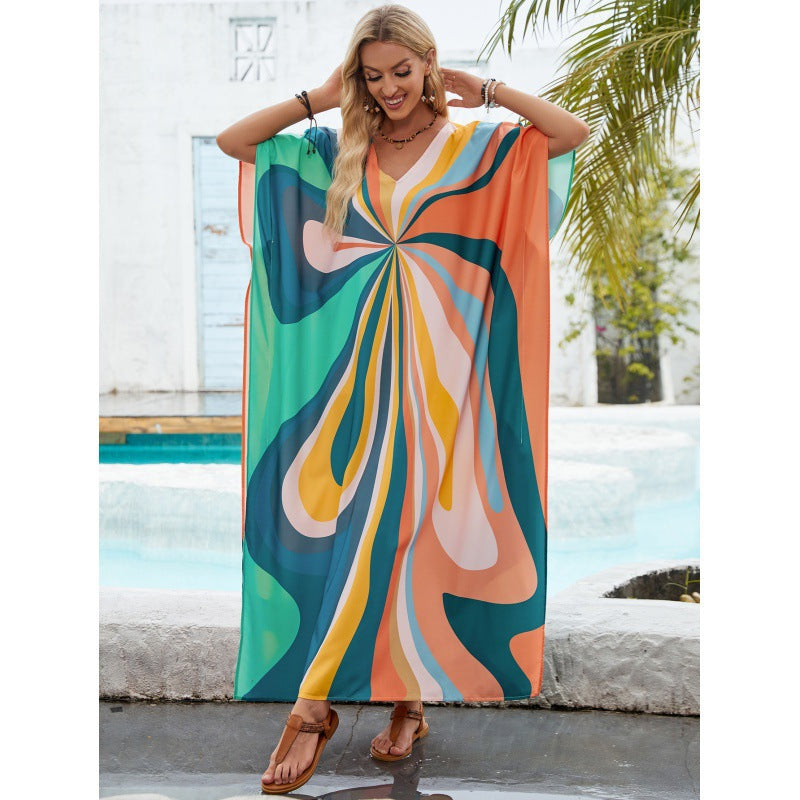 Women's Vibrant Abstract Print Maxi Dress Cover-Up by berg-feldt