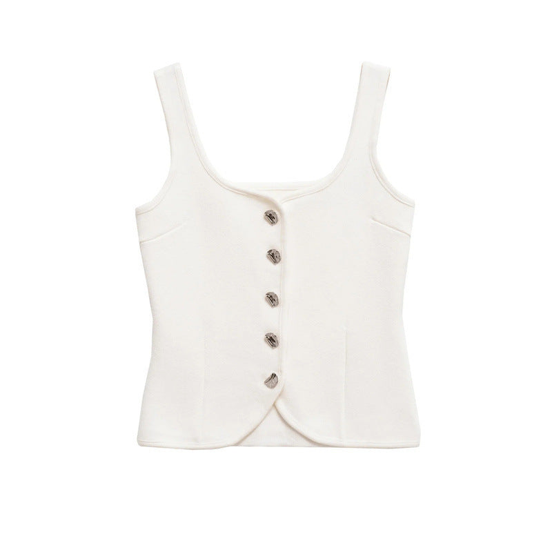 Women's Fitted Square Neck Button-Up Crop Top berg-feldt