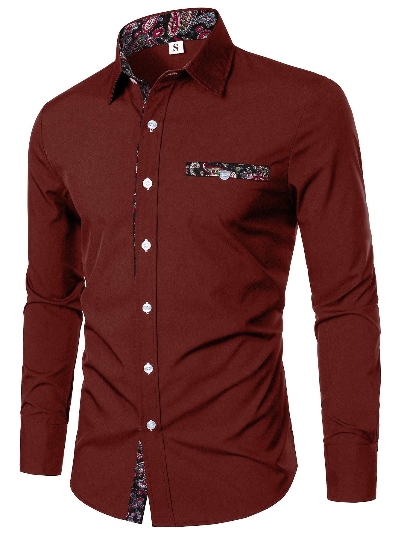 Chemise homme à manches longues avec motif cachemire à l'intérieur du col Berg-Feldt