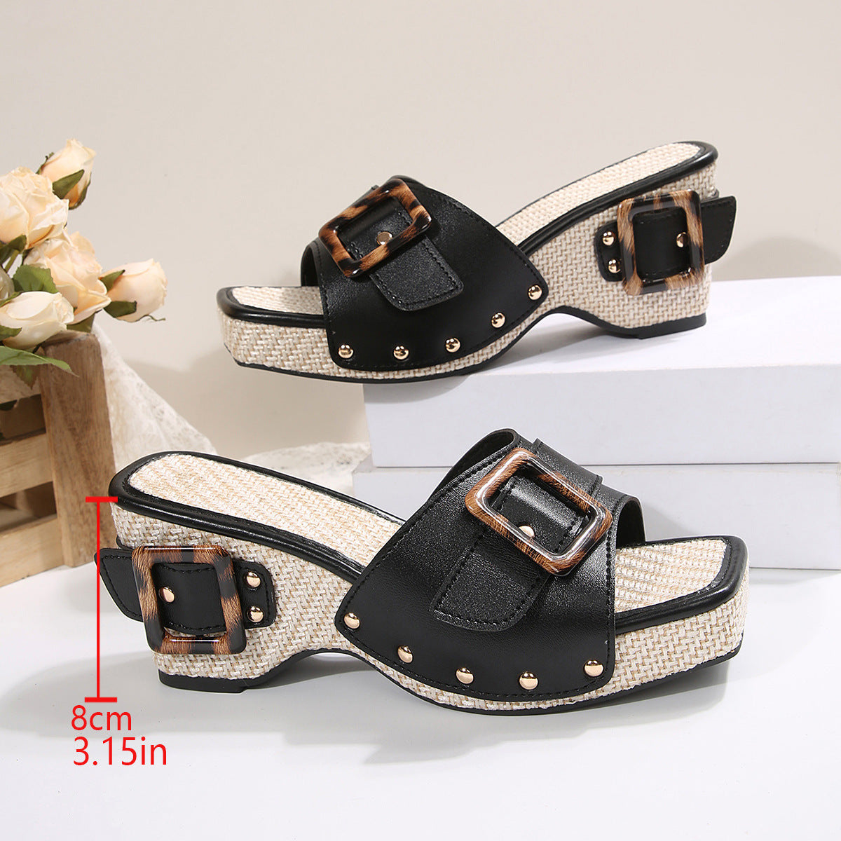 Mules tendance pour femme avec plateforme, fermeture en bois et semelle antidérapante de berg-feldt