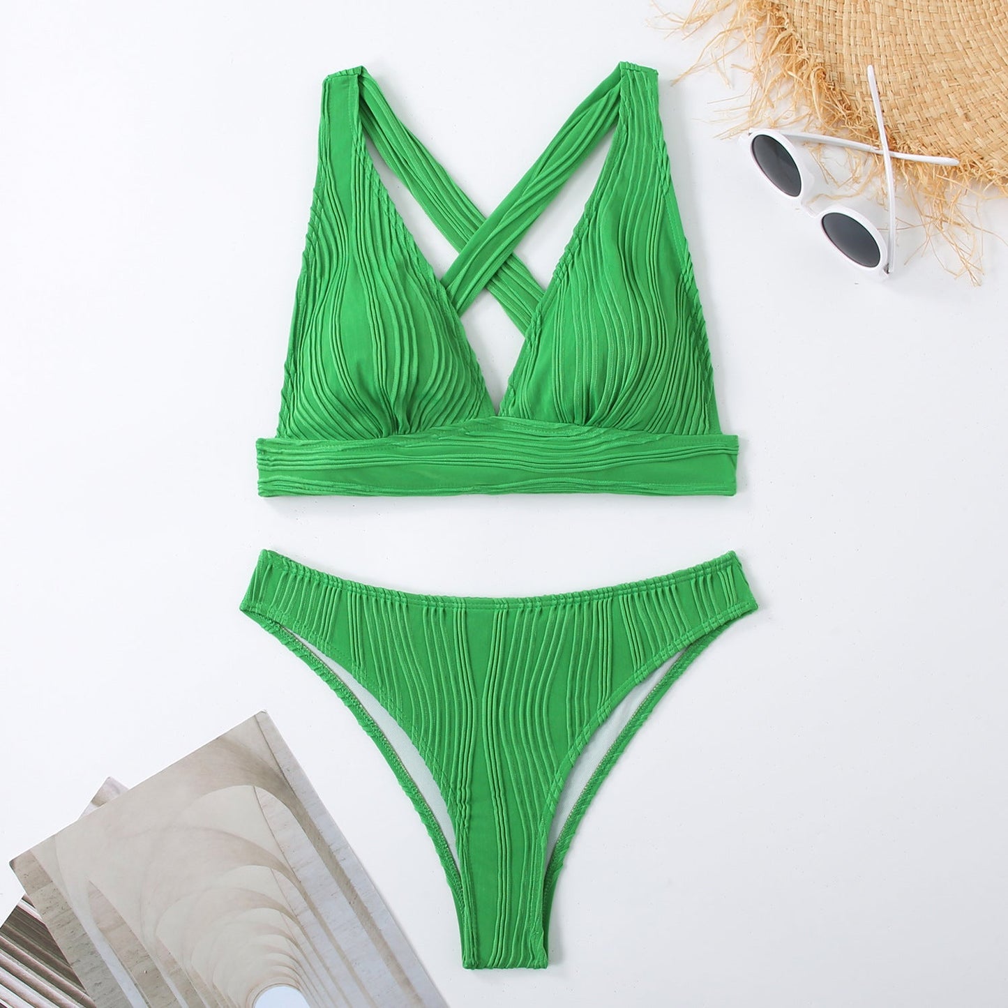 Women's Plunge Neck Cross-Back Bikini Set berg-feldt
