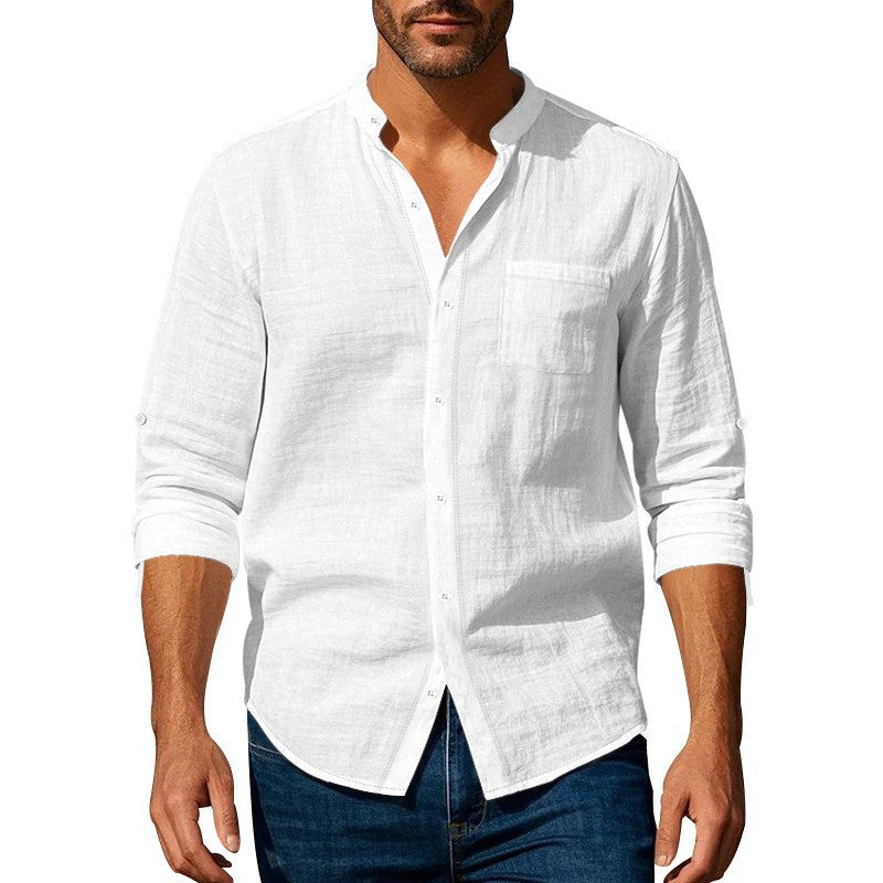 Chemise en lin homme col mao et poche poitrine Berg-Feldt