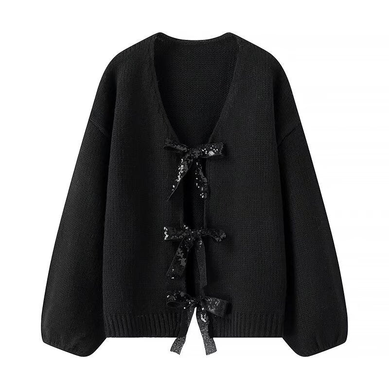 Cardigan Femme Berg-Feldt à Rubans Pailletés