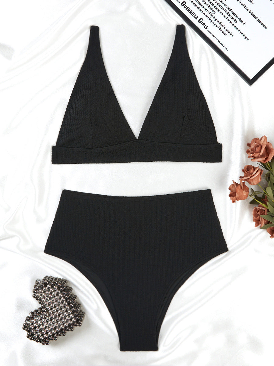 Bequemer Damen-Bikini mit Waffelmuster und hohem, gerafftem Höschen von berg-feldt