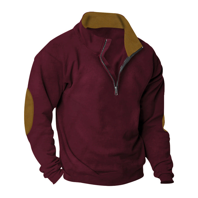 Herren Fleece Sweatshirt mit Stehkragen und schicken Kontrastärmel Berg-Feldt