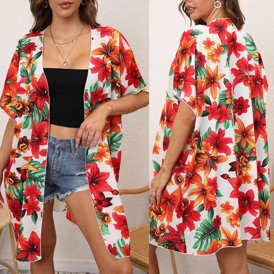 Wickelkimono für Damen mit Blumenmuster und offenem Vorderteil von berg-feldt
 - berg-feldt