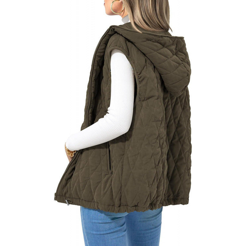 Women's quilted vest with hood and side zip pockets Berg-Feldt