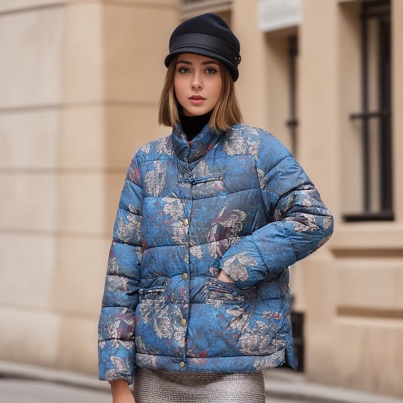 Doudoune matelassée pour femme avec motif artistique coloré et poches pratiques Berg-Feldt