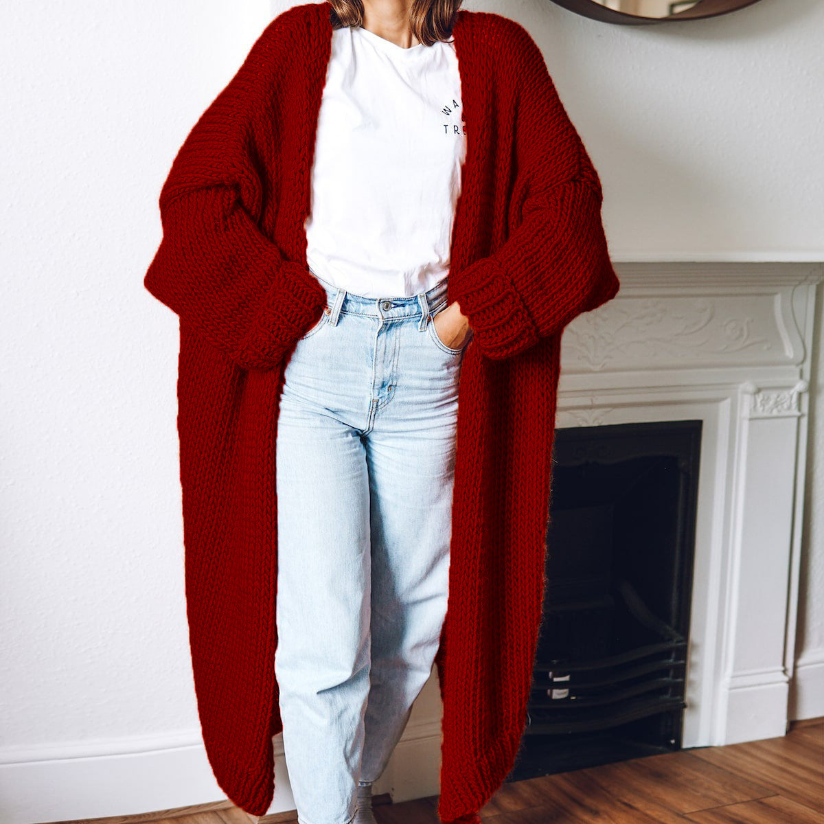 Manteau en tricot épais pour femme, ouvert sur le devant, avec poches profondes Berg-Feldt