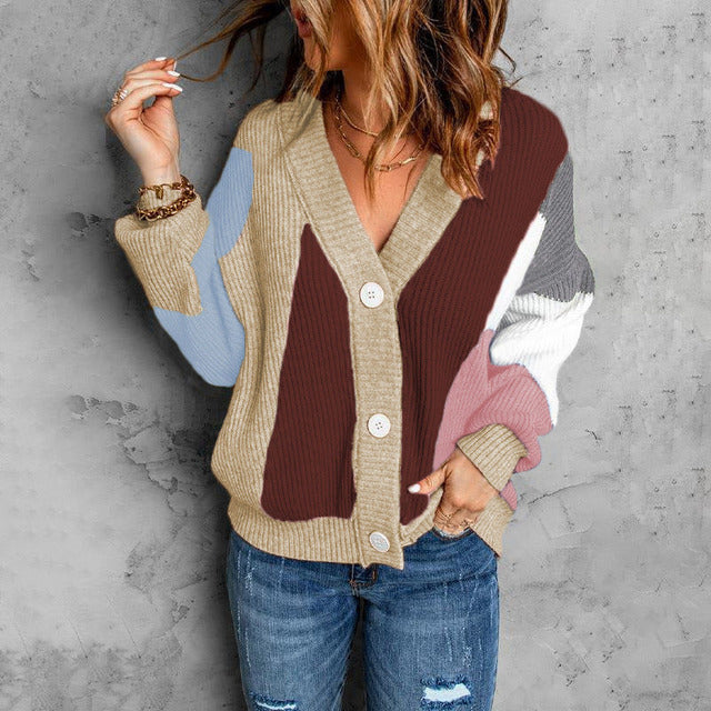 Berg-Feldt | Cardigan à col en V color block, doux et remarquable