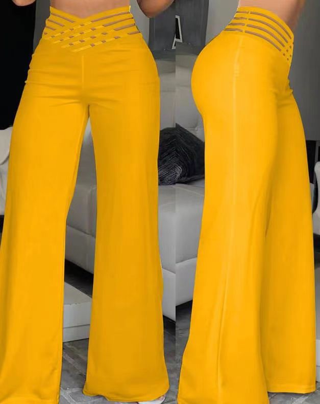 Weite Damen-Freizeit Hose mit hohem Bund und Gürtel