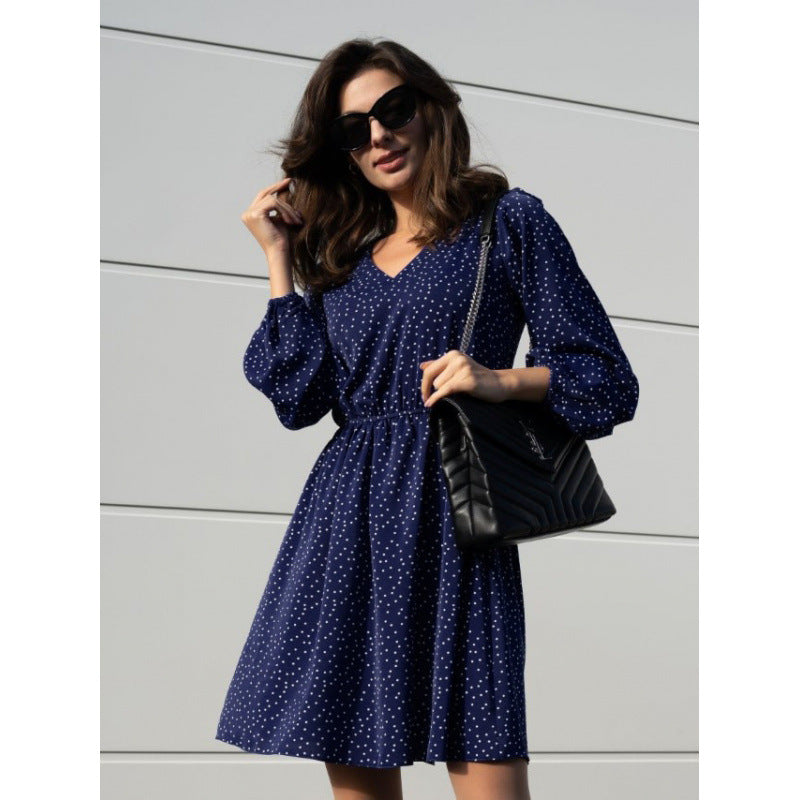 A-Linie Damen Kleid mit Puffärmeln und Punktemuster von berg-feldt