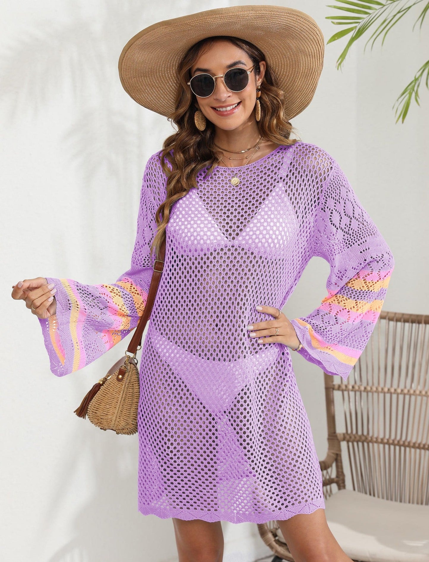 Women's Open Knit Crochet Beach Cover-Up Dress berg-feldt