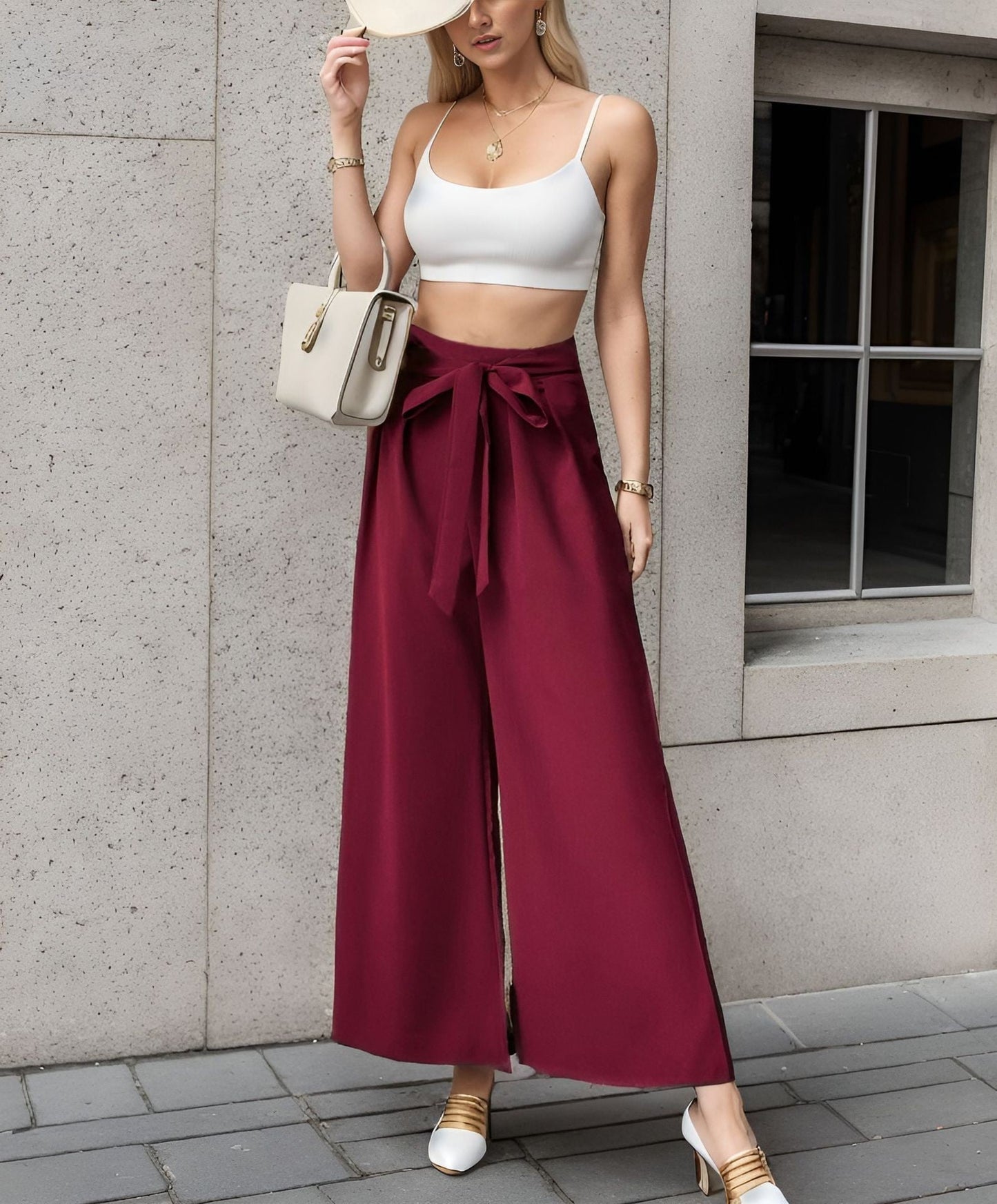 Elegante, weite Palazzohose mit Bindegürtel von berg-feldt für Damen