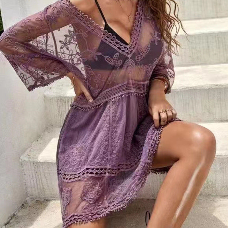 Berg-Feldt Robe pour Femme : Élégante, Transparente, brodée