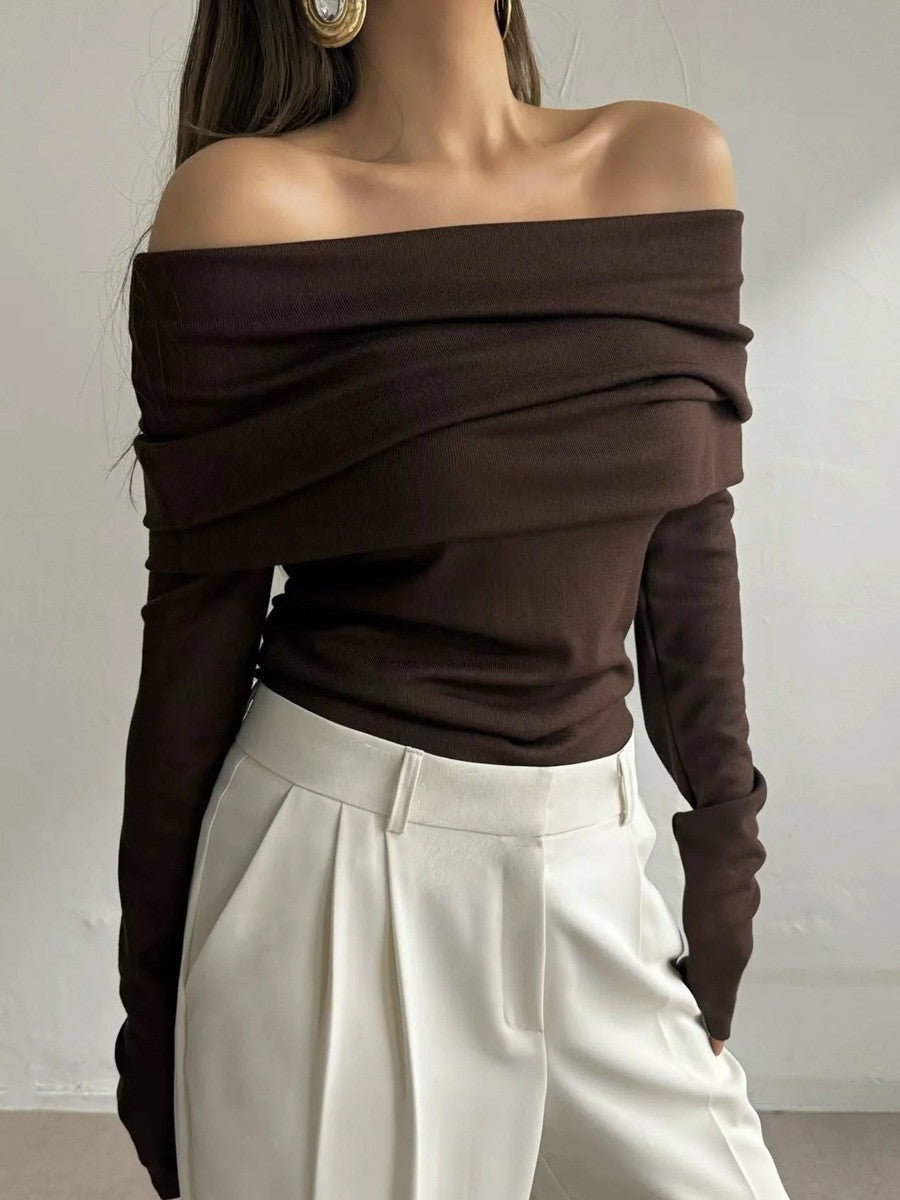 Women's Off-Shoulder Knit Sweater and Wide-Leg Pants Set berg-feldt