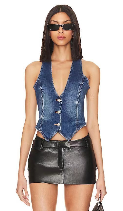 Women's Denim Button-Up Vest by berg-feldt