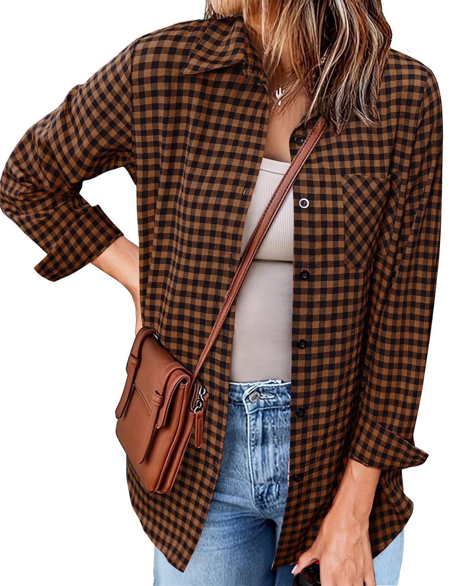 Women's Gingham Check Button-Down Shirt by berg-feldt