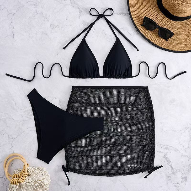 Hochgeschnittener Dreieck-Bikini mit Netzrock von berg-feldt für Damen