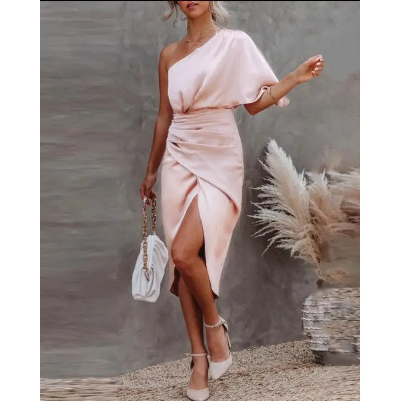 Asymmetrisches Wickel-Midikleid mit Seitenschlitz von Berg-Feldt