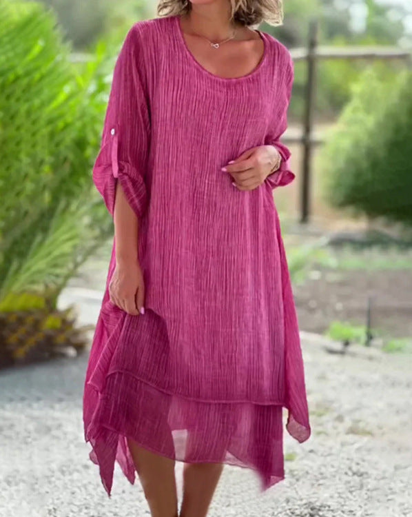 Sommerkleid für Damen, lässig geschnitten, asymmetrischer Saum, luftige Ärmel, berg-feldt