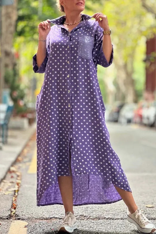Robe chemise à pois pour femme, coupe décontractée, de berg-feldt