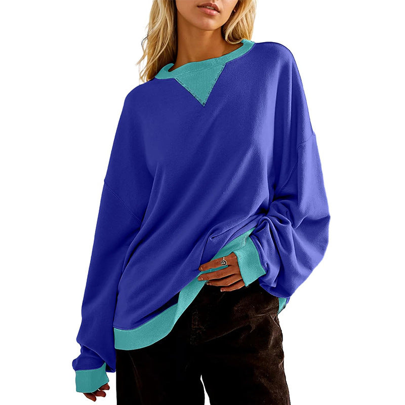 Sweat-shirt décontracté pour femme avec col en V et poignets contrastés Berg-Feldt