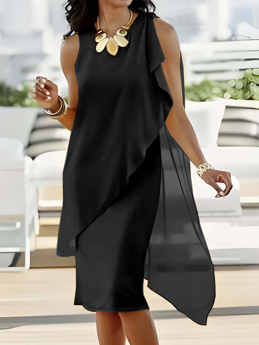 Asymmetrisches Chiffonkleid mit Rüschendetail von berg-feldt für Damen