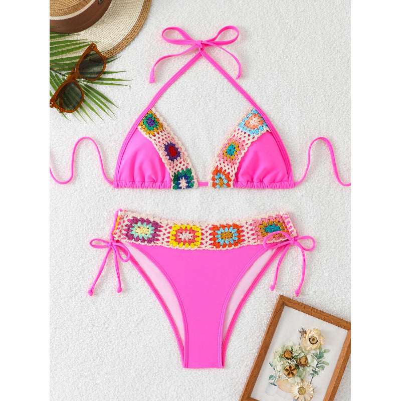 Hochbund-Bikini für Damen mit buntem Stickmuster von Berg-Feldt