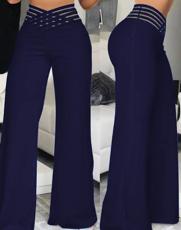Weite Damen-Freizeit Hose mit hohem Bund und Gürtel