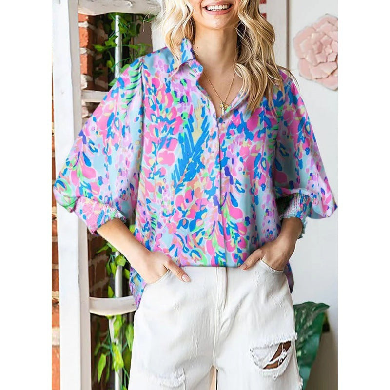 Women's Floral Print Button-Down Blouse berg-feldt